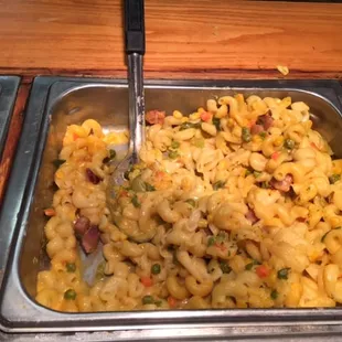MAC &amp; Cheese with bits of bacon, corn, carrots &amp; peas!