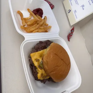 Double smash burger and fries