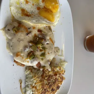 Chicken fried steak and eggs