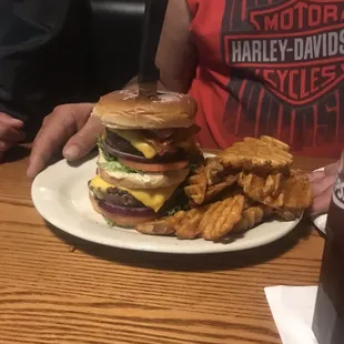 The Butterbeast Burger with waffle fries