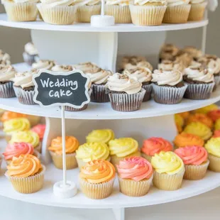 a display of cupcakes