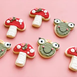 a variety of decorated cookies
