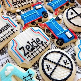 The most adorable and delicious train themed cookies for my kiddo's 4th birthday!