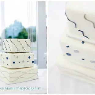 Blue and white wedding cake by Buttercream