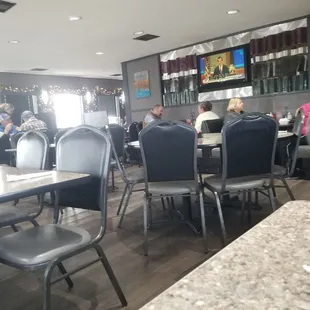 Booths and tables. Sunny and warm on this winters day