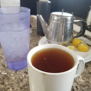 tea - a full cuppa plus a pot with lemons on the side. Excellent.