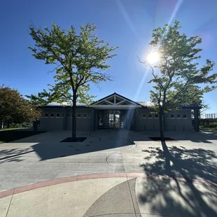 Swimming pool pavilion for entrance in the pool.  Heads up that the pool has swim lanes.