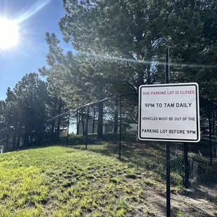 Parking Lot is closed 9:00 PM to 7:00 AM daily.