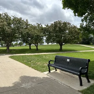 Park Bench with beautiful view of the park.