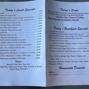 Todays specials 4/19/24