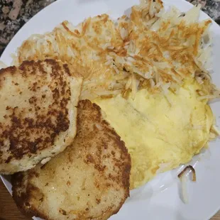 4 cheese omelet with the BEST BISCUIT!