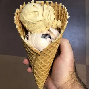 &quot;Single scoop&quot; of salted caramel and cherry vanilla. Humongous.
