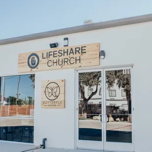 the front of the building