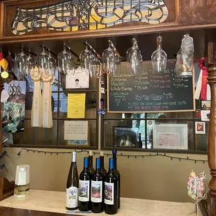 wine glasses and menu