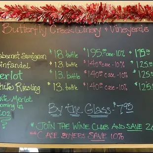 The menu is posted above the bar and features all of the current offerings.