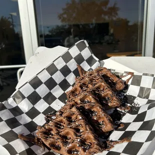 a piece of food in a basket
