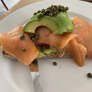 Smoked salmon avocado toast