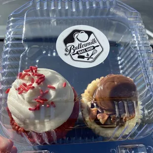 Red Velvet Cupcake (left) | Turtle Cheesecake (right)