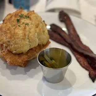 Chicken Biscuit with side of bacon