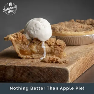 a piece of pie with a scoop of ice cream