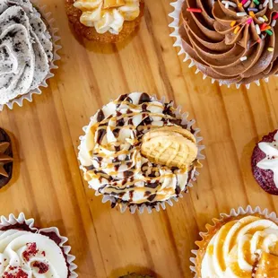 a variety of cupcakes