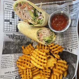 Turkey Avocado Wrap with Fries