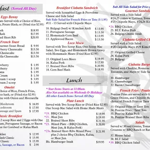 Menu as of 1/01/2025