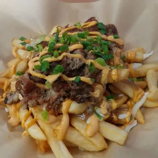 Poutine fries with kalua pork