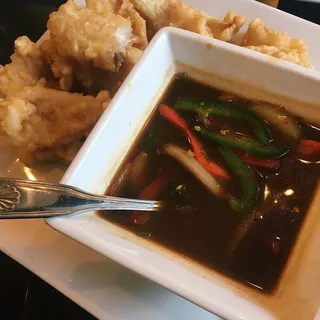 Crispy Fish Filet with Basil Sauce