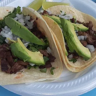 Carne Asada Flour Tortillas , Bistek Corn Tortillas add Avacado