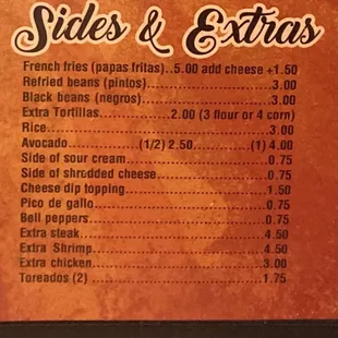 Sides Menu