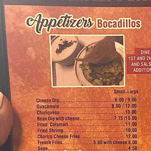 Appetizers Menu