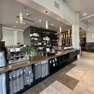 a coffee shop with a variety of coffees