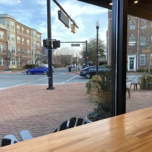 View from inside seating by the window.