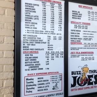 Drink menu