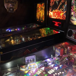 a row of pinball machines