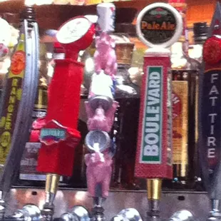 Tap handles.