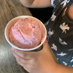 Strawberry Ice Creamwoth sprinkles inside she loved it