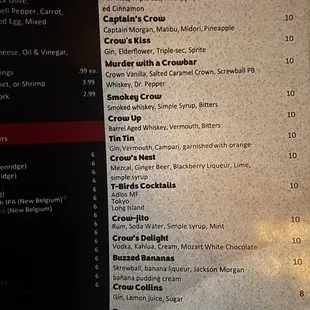 Movie themed drinks menu!