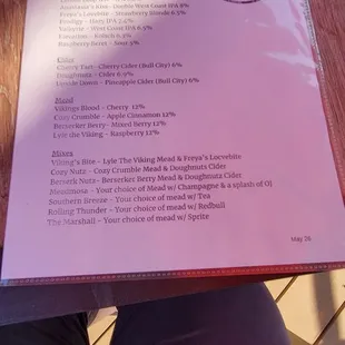 menu