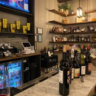 bottles of wine on the counter