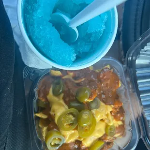 Blue cotton candy and frito pie