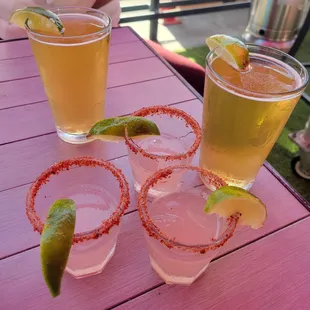 Beer and candy shots.