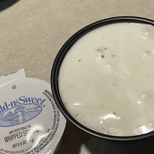 Fake whipped "butter". Bottled Ranch dressing really terrible. .