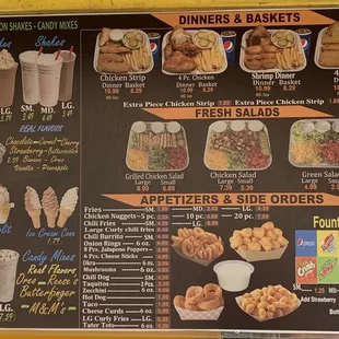 a menu for a fast food restaurant