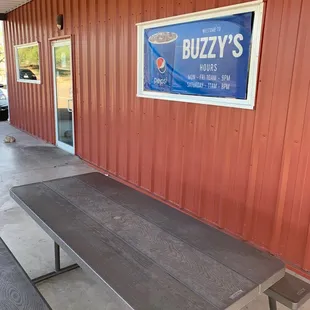 a table and benches