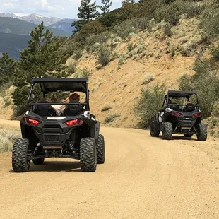Our BV Jeep atv rentals on trail with great scenic view.