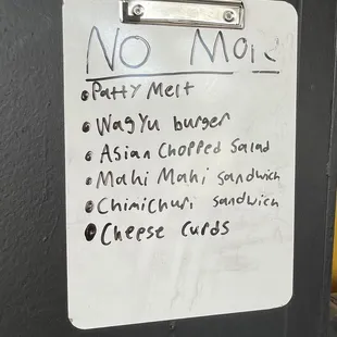 Menu items that no longer exist but still on menu