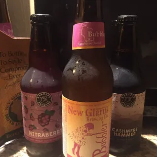 three bottles of beer