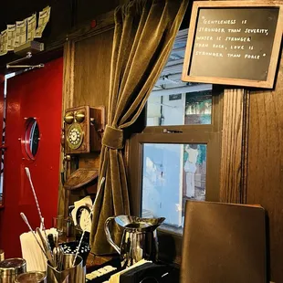 Bar area with old fashion telephone